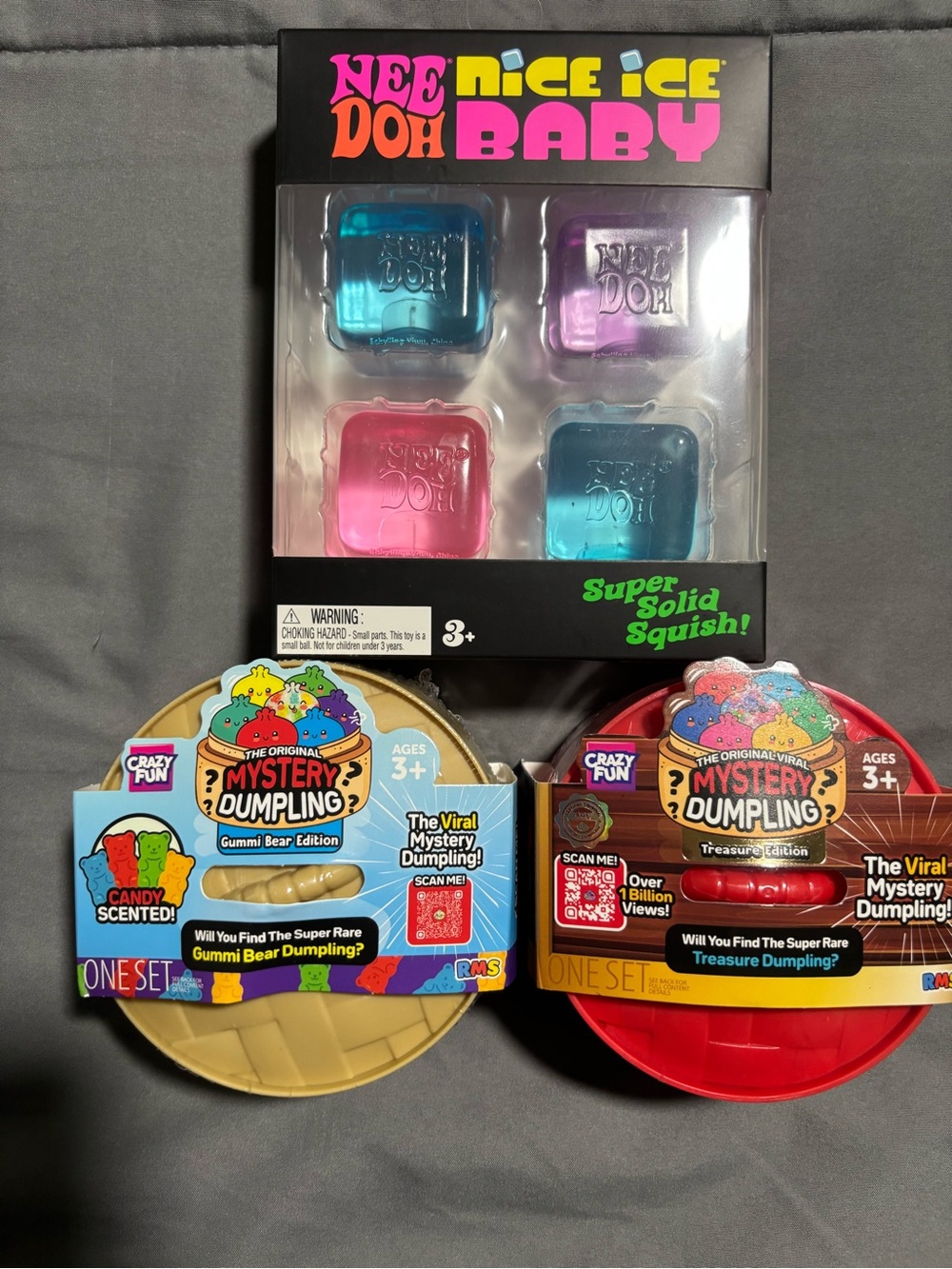 Nice Ice Baby Nee Doh 4 pack & 2 Mystery Dumpling Gummi Bear & Treasure Edition